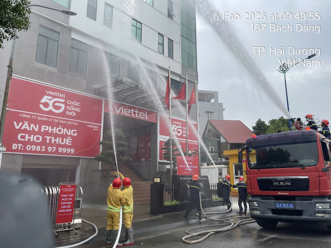 Phòng Cảnh sát PCCC và CNCH  tuyên truyền, tập huấn, thực tập phương án chữa cháy và cứu nạn, cứu hộ tại Trụ sở làm việc Viettel Chi nhánh Hải Dương